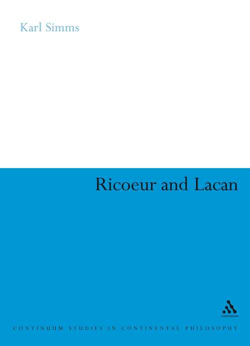 Book cover of Ricoeur and Lacan (Continuum Studies in Continental Philosophy)