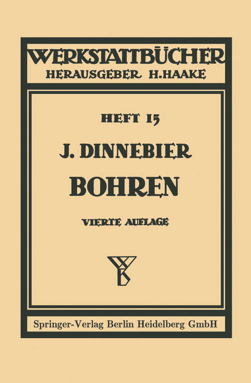 Book cover of Bohren (4. Aufl. 1949) (Werkstattbücher #15)