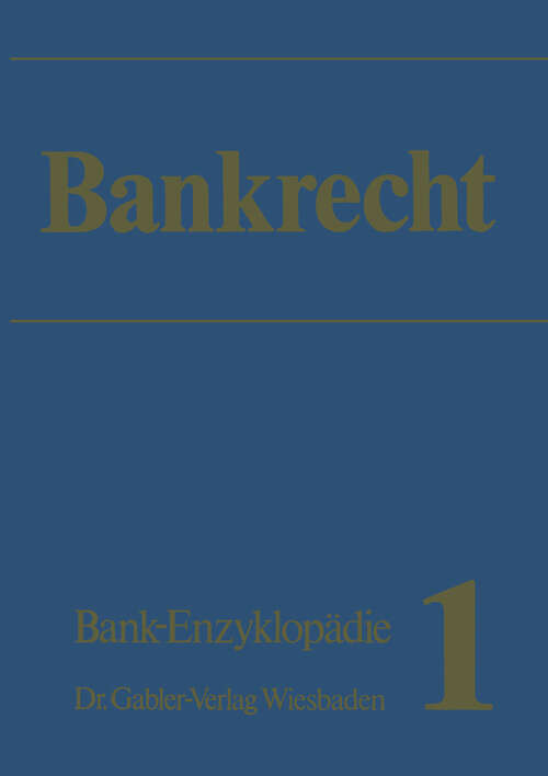 Book cover of Bankrecht (1975) (Bankwirtschaftliche Schriftenreihe)