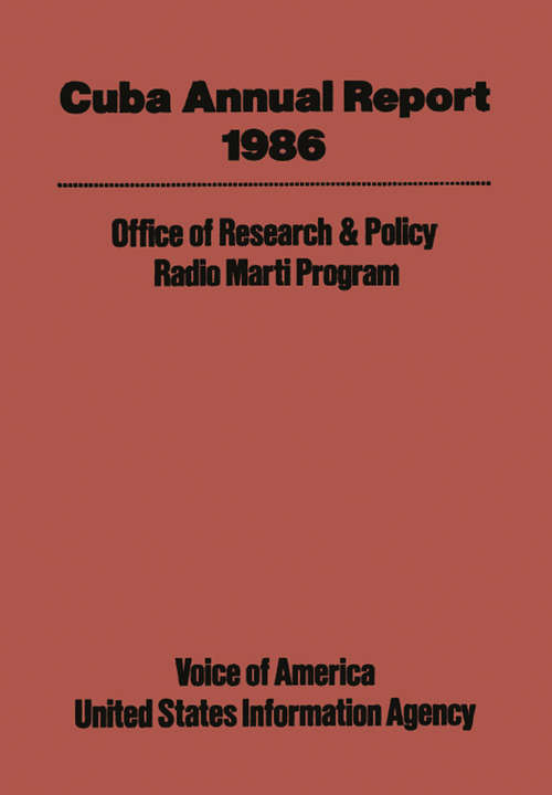 Book cover of Cuba Annual Report: 1986