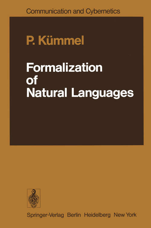 Book cover of Formalization of Natural Languages (1979) (Communication and Cybernetics #15)