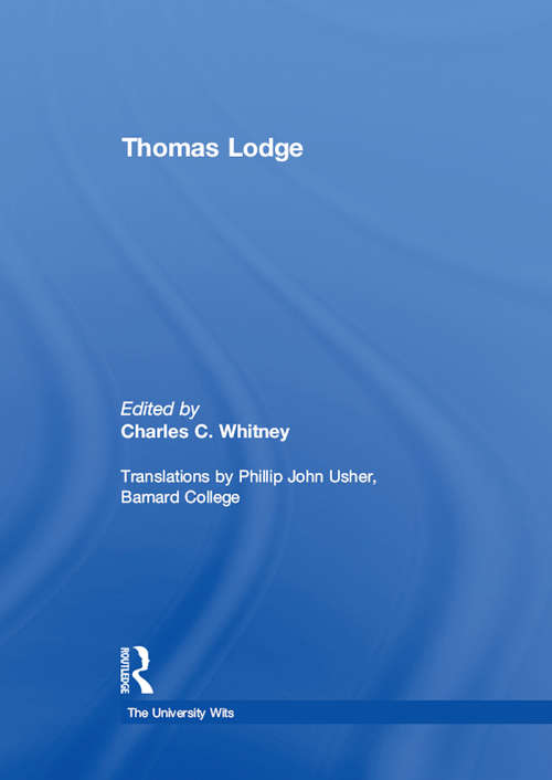 Book cover of Thomas Lodge (The University Wits)