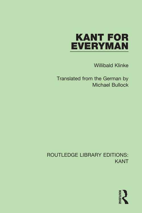 Book cover of Kant for Everyman (Routledge Library Editions: Kant)