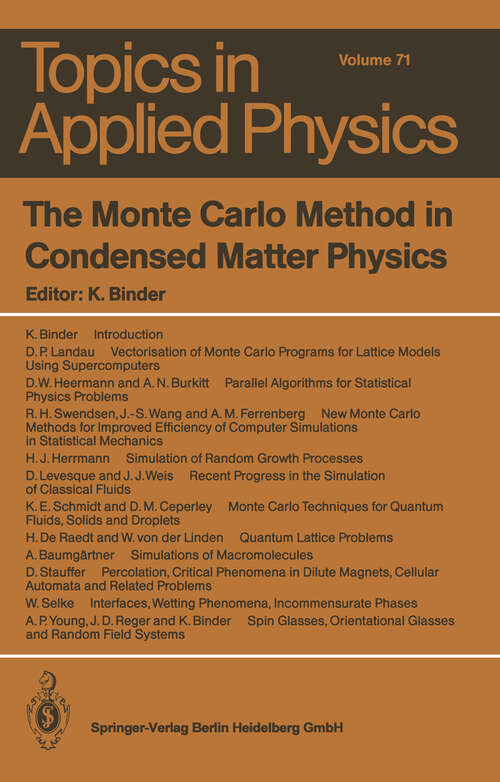 Book cover of The Monte Carlo Method in Condensed Matter Physics (1992) (Topics in Applied Physics #71)