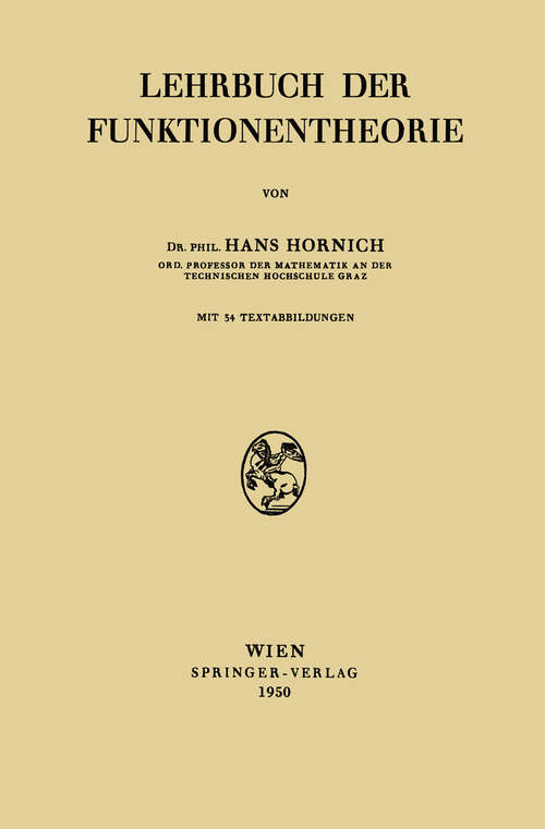 Book cover of Lehrbuch der Funktionentheorie (1950)