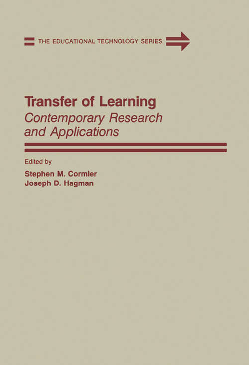 Book cover of Transfer of Learning: Contemporary Research and Applications