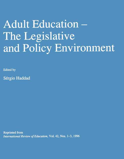 Book cover of Adult Education: The Legislative and Policy Environment (1997)