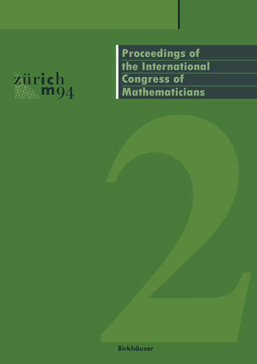 Book cover of Proceedings of the International Congress of Mathematicians: August 3–11, 1994 Zürich, Switzerland (1995)