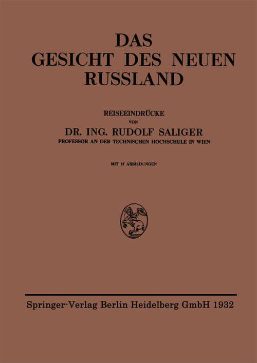 Book cover of Das Gesicht des Neuen Russland (1932)