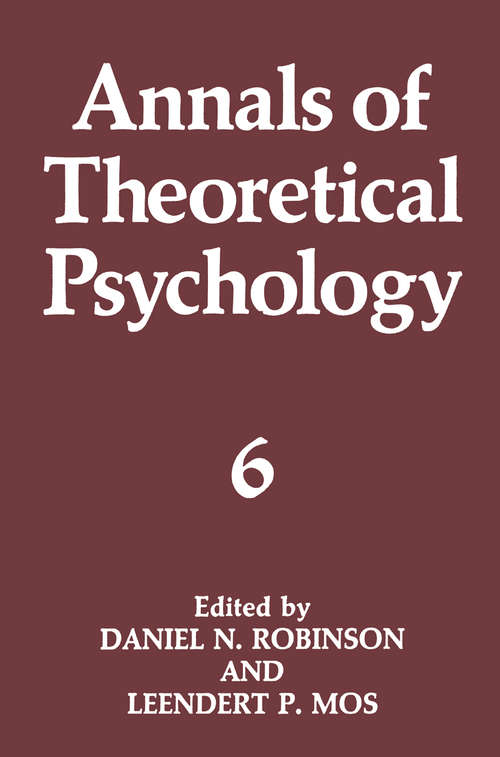 Book cover of Annals of Theoretical Psychology (1990) (Annals of Theoretical Psychology #6)