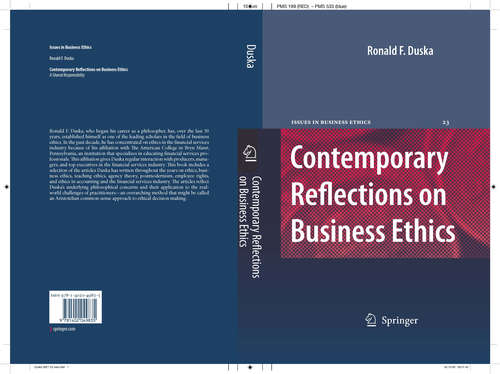 Book cover of Contemporary Reflections on Business Ethics (2007) (Issues in Business Ethics #23)