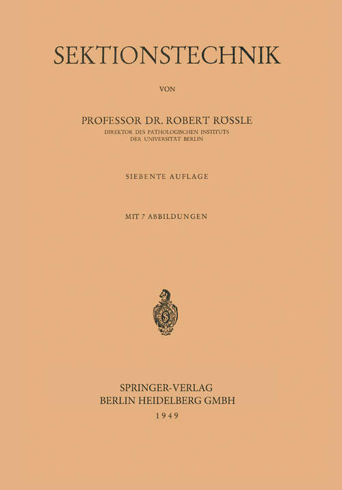 Book cover of Sektionstechnik (7. Aufl. 1949)