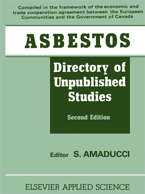 Book cover of Asbestos: Directory of Unpublished Studies