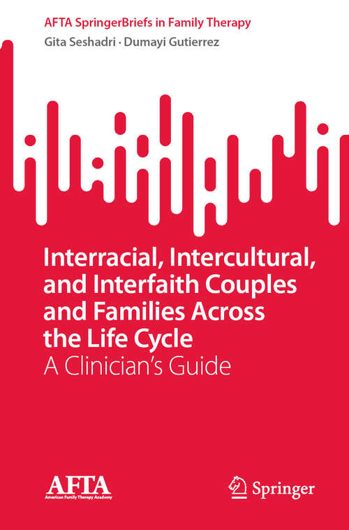 Book cover of Interracial, Intercultural, and Interfaith Couples and Families Across the Life Cycle: A Clinician’s Guide (2024) (AFTA SpringerBriefs in Family Therapy)