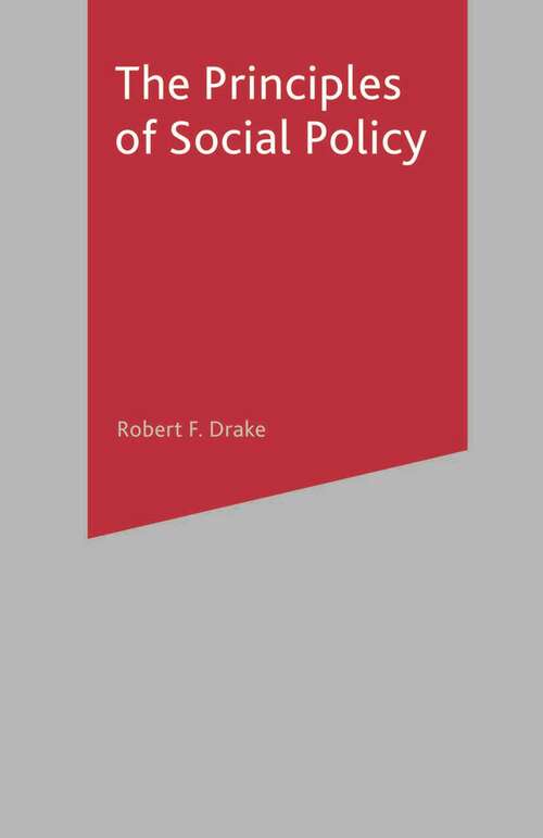 Book cover of The Principles of Social Policy (1st ed. 2001)