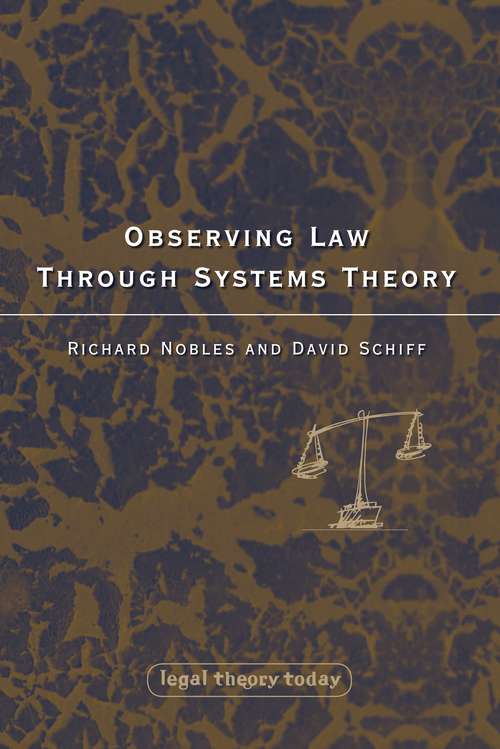 Book cover of Observing Law through Systems Theory (Legal Theory Today)