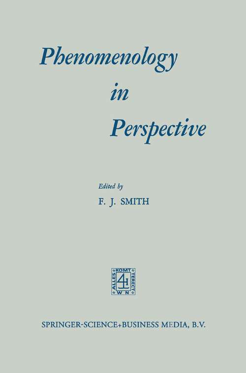 Book cover of Phenomenology in Perspective (1970)