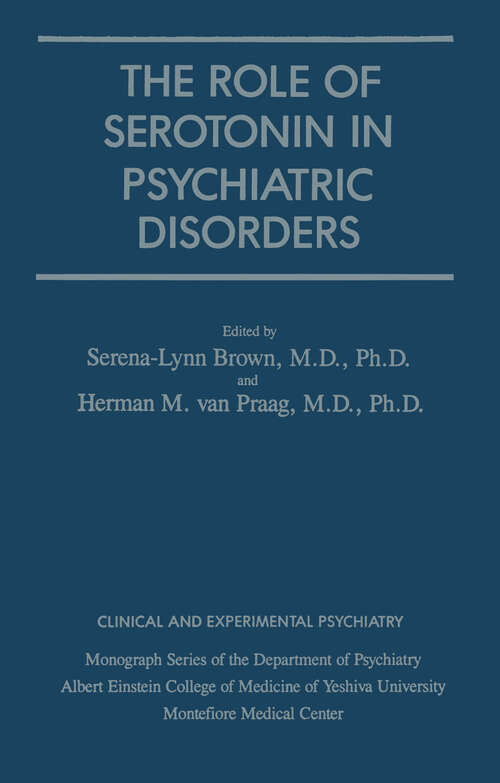 Book cover of Role Of Serotonin In Psychiatric Disorders