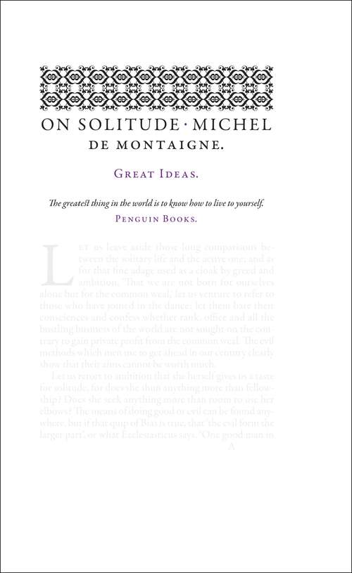 Book cover of On Solitude (Penguin Great Ideas Ser.)