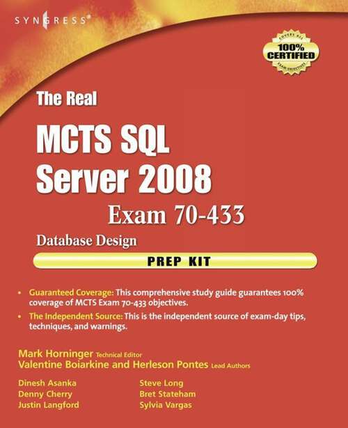 Book cover of The Real MCTS SQL Server 2008 Exam 70-433 Prep Kit: Database Design