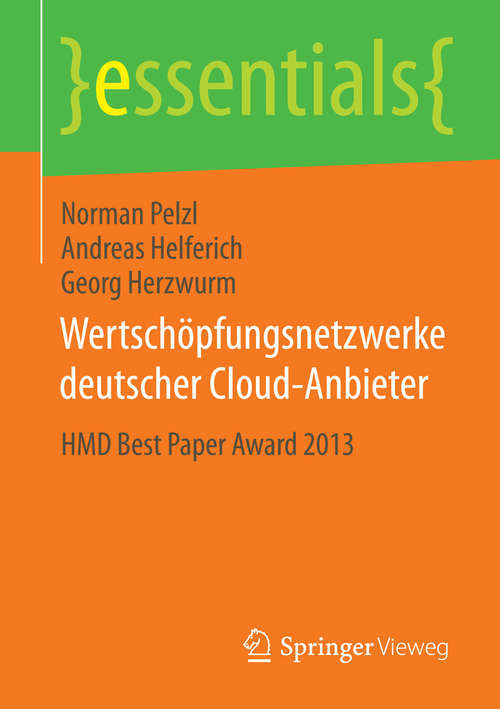 Book cover of Wertschöpfungsnetzwerke deutscher Cloud-Anbieter: HMD Best Paper Award 2013 (2014) (essentials)