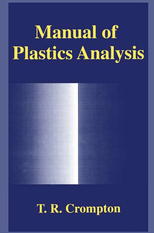 Book cover of Manual of Plastics Analysis (1998)