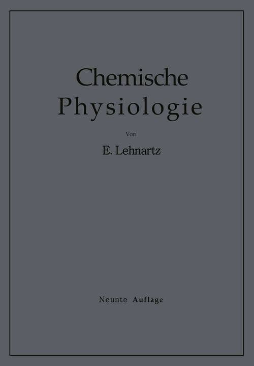Book cover of Einführung in die Chemische Physiologie (9. Aufl. 1943)
