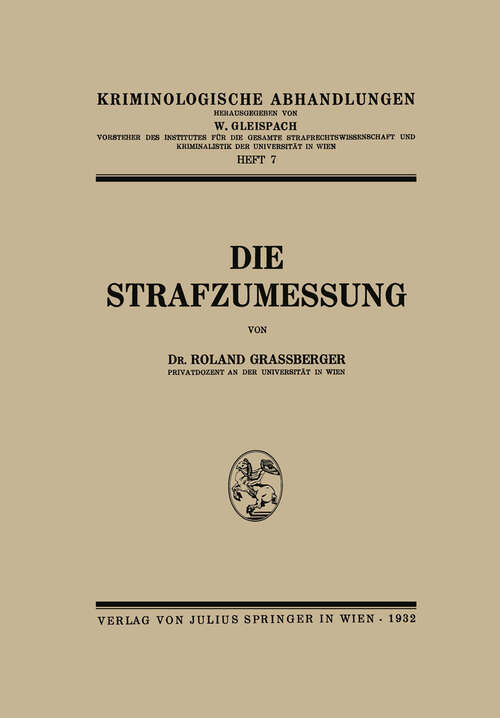 Book cover of Die Strafzumessung (1932)