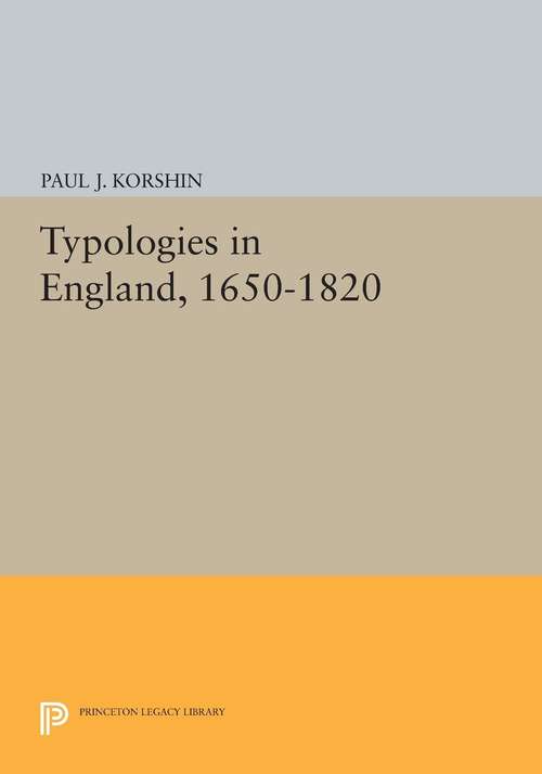 Book cover of Typologies in England, 1650-1820