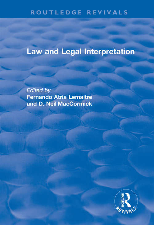 Book cover of Law and Legal Interpretation