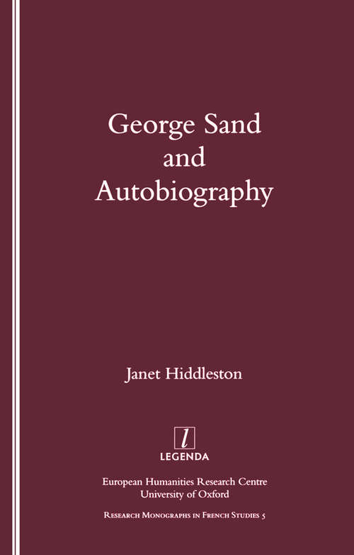 Book cover of George Sand and Autobiography