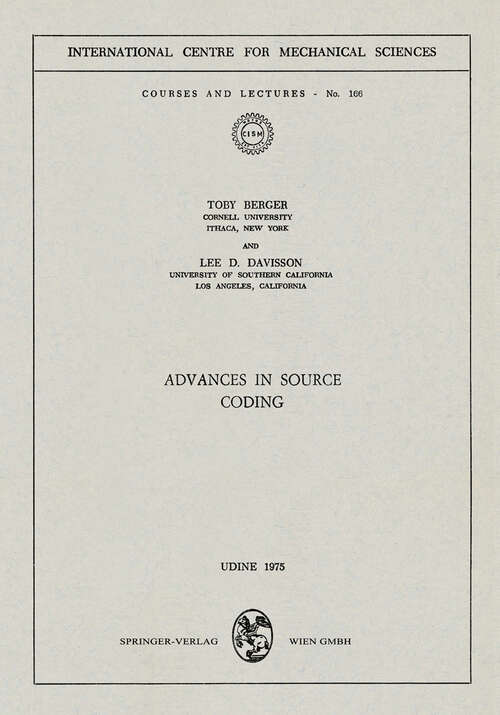 Book cover of Advances in Source Coding (1975) (CISM International Centre for Mechanical Sciences (PDF) #166)