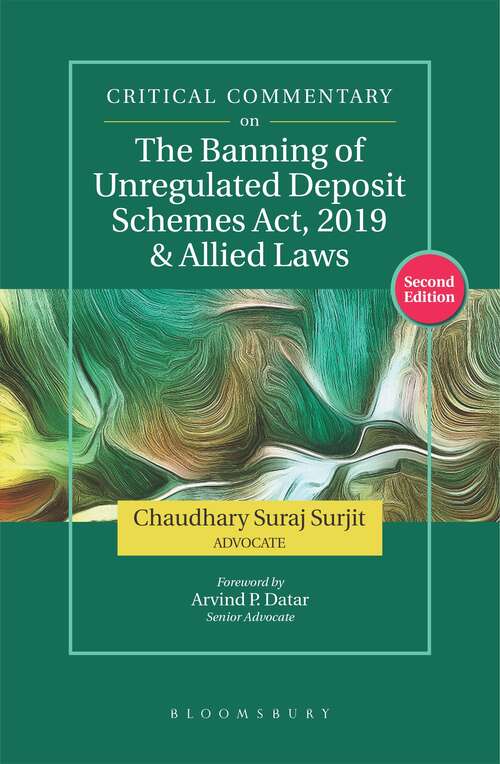 Book cover of Critical Commentary on the Banning of Unregulated Deposit Schemes Act, 2019 and Allied Laws, Second Edition