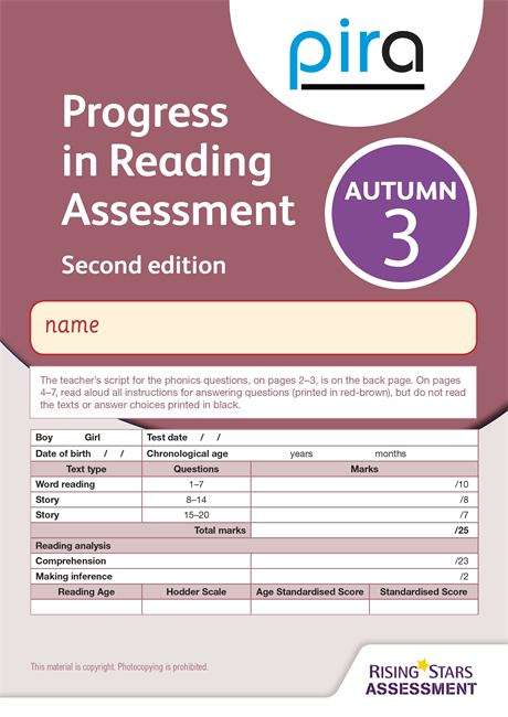 Book cover of Progress In Reading Assessment - Autumn 3 (Pira Ser. (PDF))