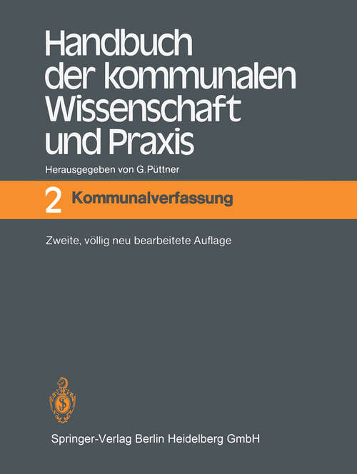 Book cover of Handbuch der kommunalen Wissenschaft und Praxis: Band 2: Kommunalverfassung (2. Aufl. 1982)