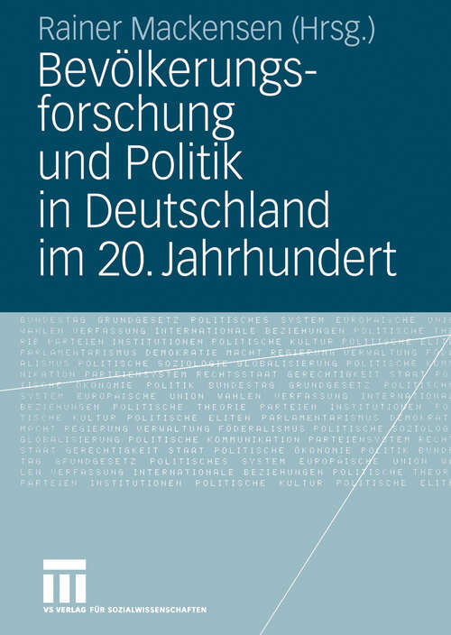 Book cover of Bevölkerungsforschung und Politik in Deutschland im 20. Jahrhundert (2006)