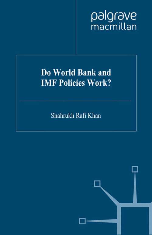 Book cover of Do World Bank and IMF Policies Work? (1999)