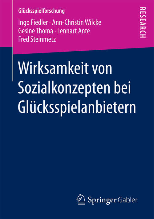 Book cover of Wirksamkeit von Sozialkonzepten bei Glücksspielanbietern (Glücksspielforschung)