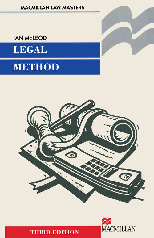 Book cover of Legal Method (3rd ed. 1999) (Macmillan Law Masters)