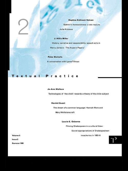 Book cover of Textual Practice: Volume 9 Issue 2