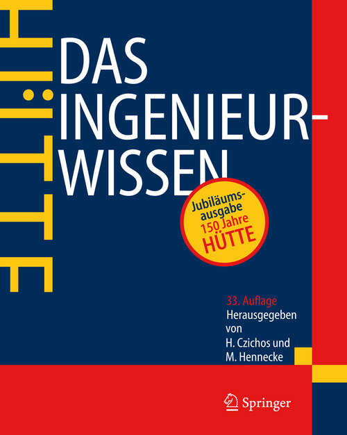 Book cover of HÜTTE - Das Ingenieurwissen (33., aktualisierte Aufl. 2008)