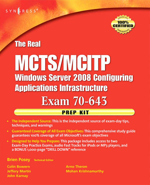 Book cover of The Real MCTS/MCITP Exam 70-643 Prep Kit: Independent and Complete Self-Paced Solutions