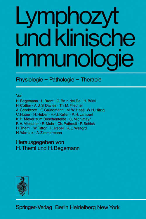 Book cover of Lymphozyt und klinische Immunologie: Physiologie · Pathologie · Therapie (1975)