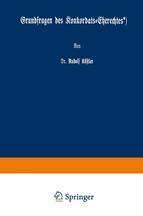 Book cover of Grundfragen des Konkordats-Eherechtes (1935)
