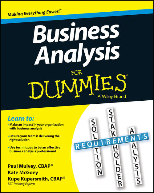 Book cover of Business Analysis For Dummies