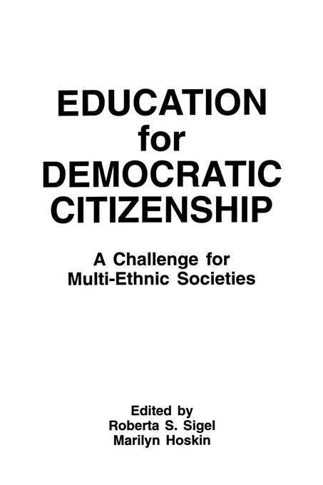 Book cover of Education for Democratic Citizenship: A Challenge for Multi-ethnic Societies