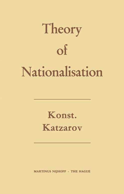 Book cover of The Theory of Nationalisation (1964)