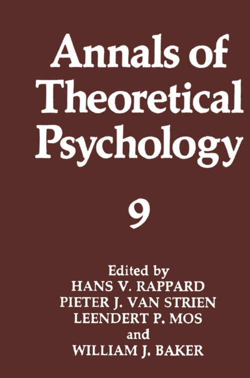 Book cover of Annals of Theoretical Psychology (pdf) (1993) (Annals of Theoretical Psychology #9)