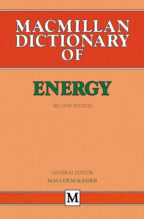 Book cover of Dictionary of Energy (2nd ed. 1988) (Dictionary Series)
