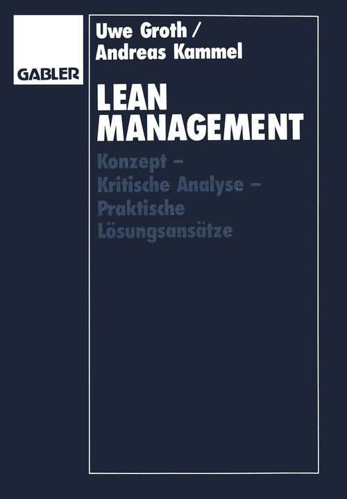 Book cover of Lean Management: Konzept — Kritische Analyse — Praktische Lösungsansätze (1994)